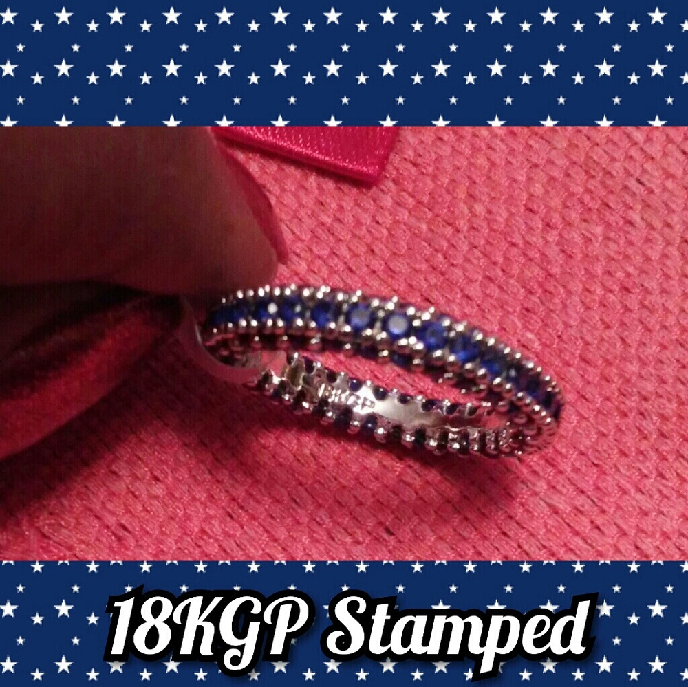 18KG Plated Sapphire Eternity Ring